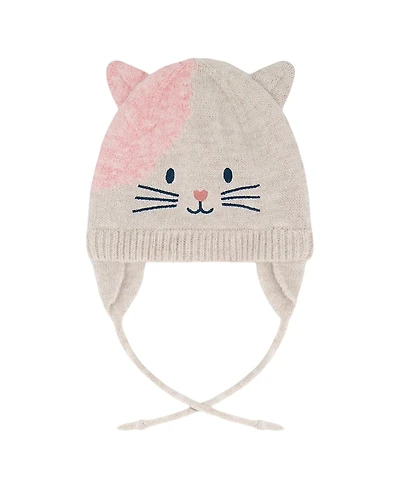 Deux par Deux Girls' Lined Knit Hat with Ears Cat Face - Little Kid, Big Kid