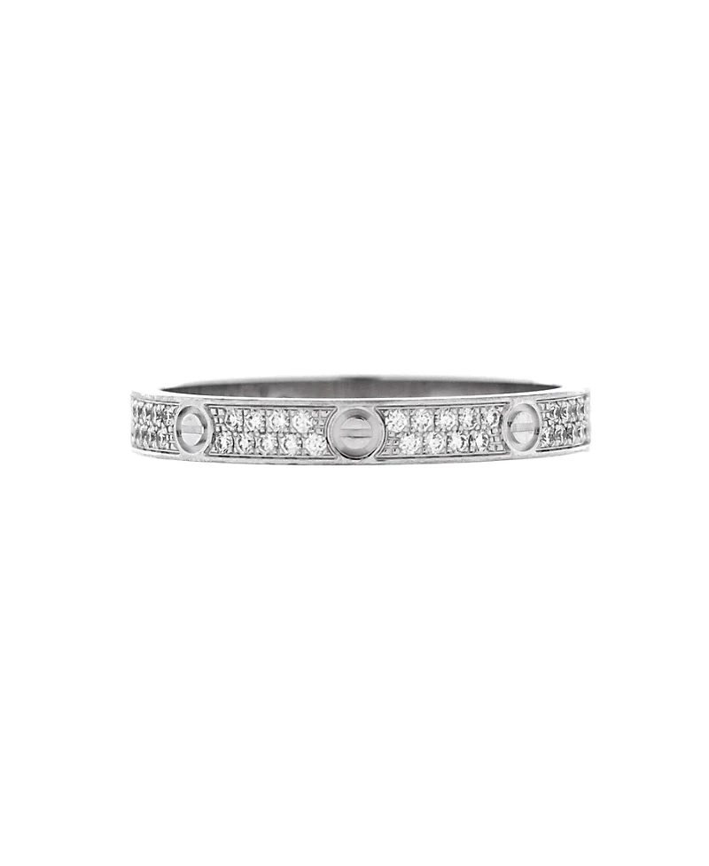 Pre-Owned Cartier Small Love Wedding Band Pave Diamonds Ring 18K White Gold and Diamonds