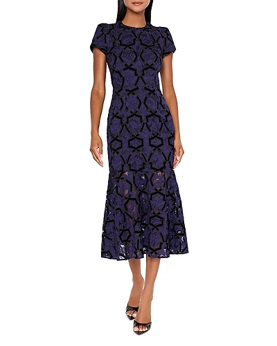 Milly Tahlia Velvet Lace Midi Dress