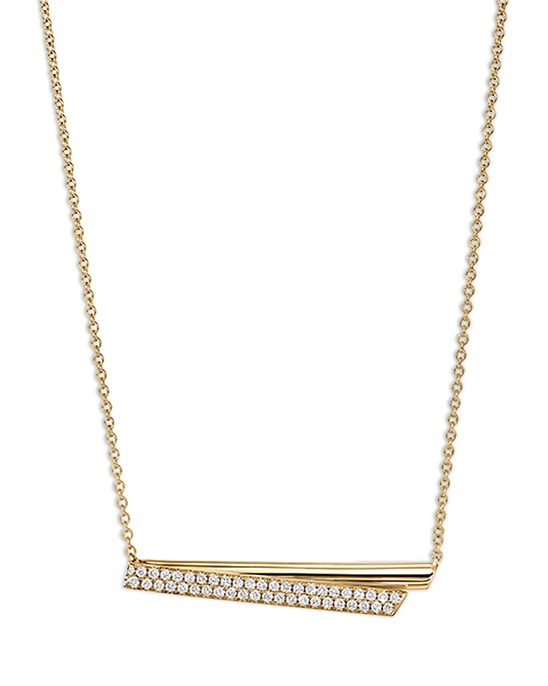 Hearts On Fire 18K Yellow Gold Inside Out Diamond Flip Bar Necklace, 16-18