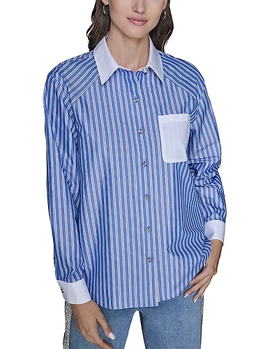 Karl Lagerfeld Paris Striped Button Down Shirt