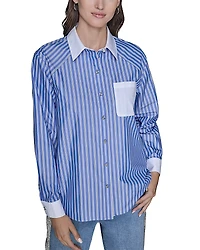 Karl Lagerfeld Paris Striped Button Down Shirt