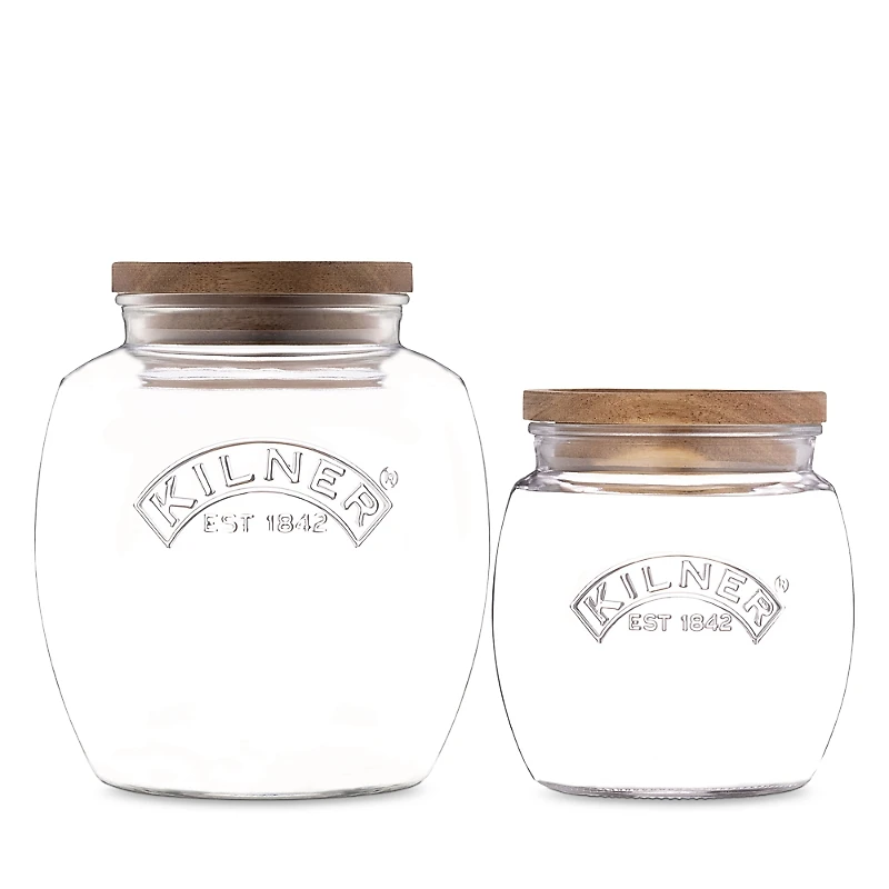 Kilner Storage Jars with Wooden Lids, Set of 2