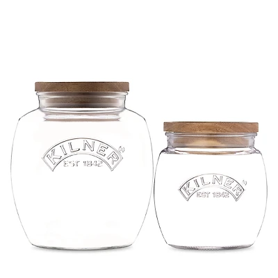 Kilner Storage Jars with Wooden Lids, Set of 2
