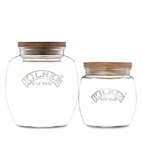 Kilner Storage Jars with Wooden Lids, Set of 2