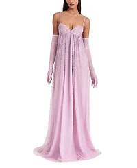 Miss Circle Walliee Rhinestone Embellished Mesh Backless Gown