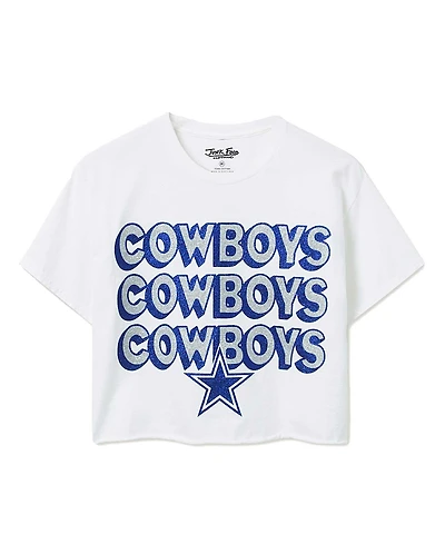 Junk Food Clothing Women's Nfl Dallas Cowboys Repeat Glitter Flea Market Crop Tee