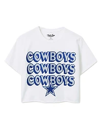 Junk Food Clothing Women's Nfl Dallas Cowboys Repeat Glitter Flea Market Crop Tee