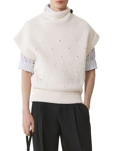 Lanvin Diamond Detail Sleeveless Wool Sweater