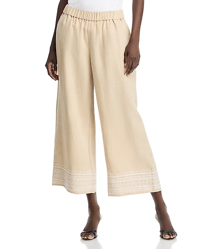 Tommy Bahama Two Palms Embroidered Linen Culotte Pants