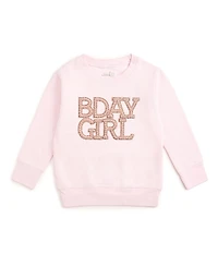 Sweet Wink Girls' Faux Pearl BDay Girl Patch Sweatshirt - Baby, Little Kid, Big Kid