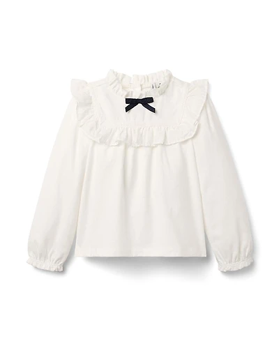 Janie and Jack Girls' Ruffle Trim Top - Baby, Little Kid, Big Kid
