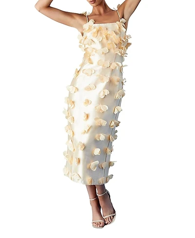 Coast Strappy Satin 3D Floral Midi Dress