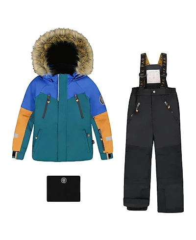 Deux par Boys' Two-Piece Play Colorblock Snowsuit - Little Kid, Big Kid