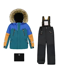 Deux par Boys' Two-Piece Play Colorblock Snowsuit - Little Kid, Big Kid