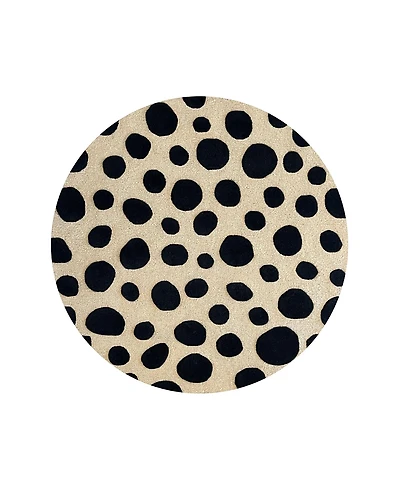 Maison Deux Rug Cheetah Print Round Diam. 3.9 ft