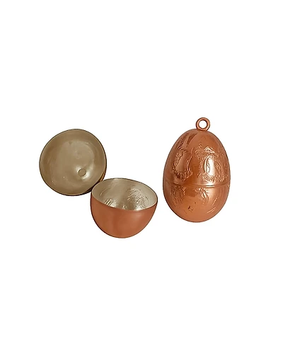 Coppermill Kitchen Cmk Copper Etched Bird & Floral Egg Ornaments - Set of 2