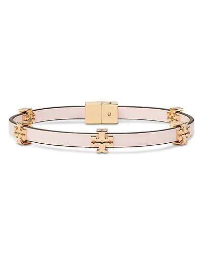 Tory Burch Eleanor Double T Red Faux Leather Flex Bracelet