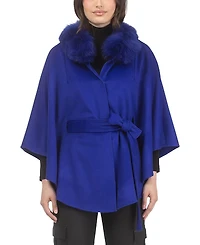 Gorski Select Wool Belted Cape with Lamb Collar