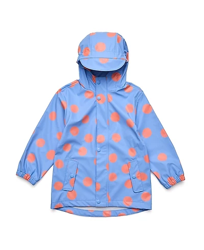 Snapper Rock Girls' Cornflower Polka Dot Recycled Waterproof Raincoat - Big Kid