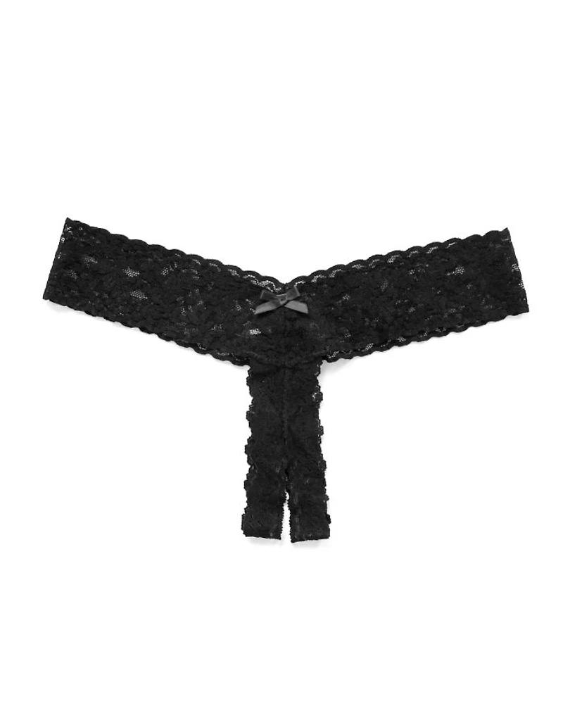 After Midnight Signature Lace Open-Panel Low-Rise Thong