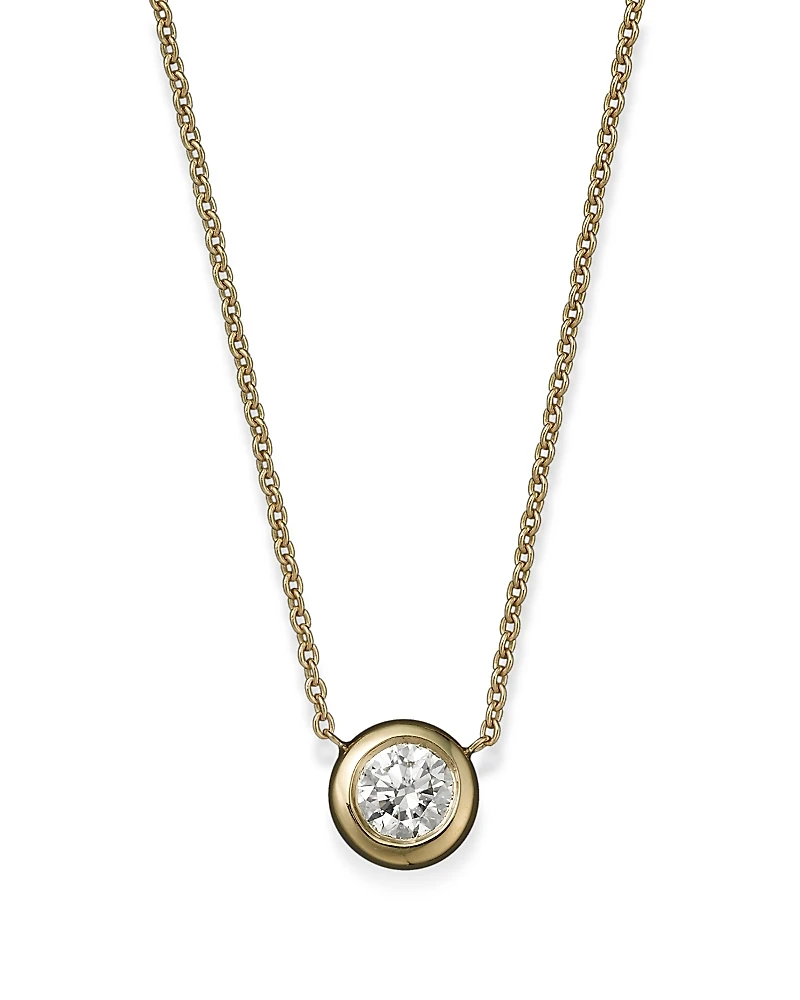 Roberto Coin 18K Yellow Gold Diamond Bezel Pendant Necklace, 16