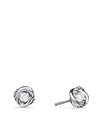 Infinity Stud Earrings in Sterling Silver with Diamonds, 6.8mm