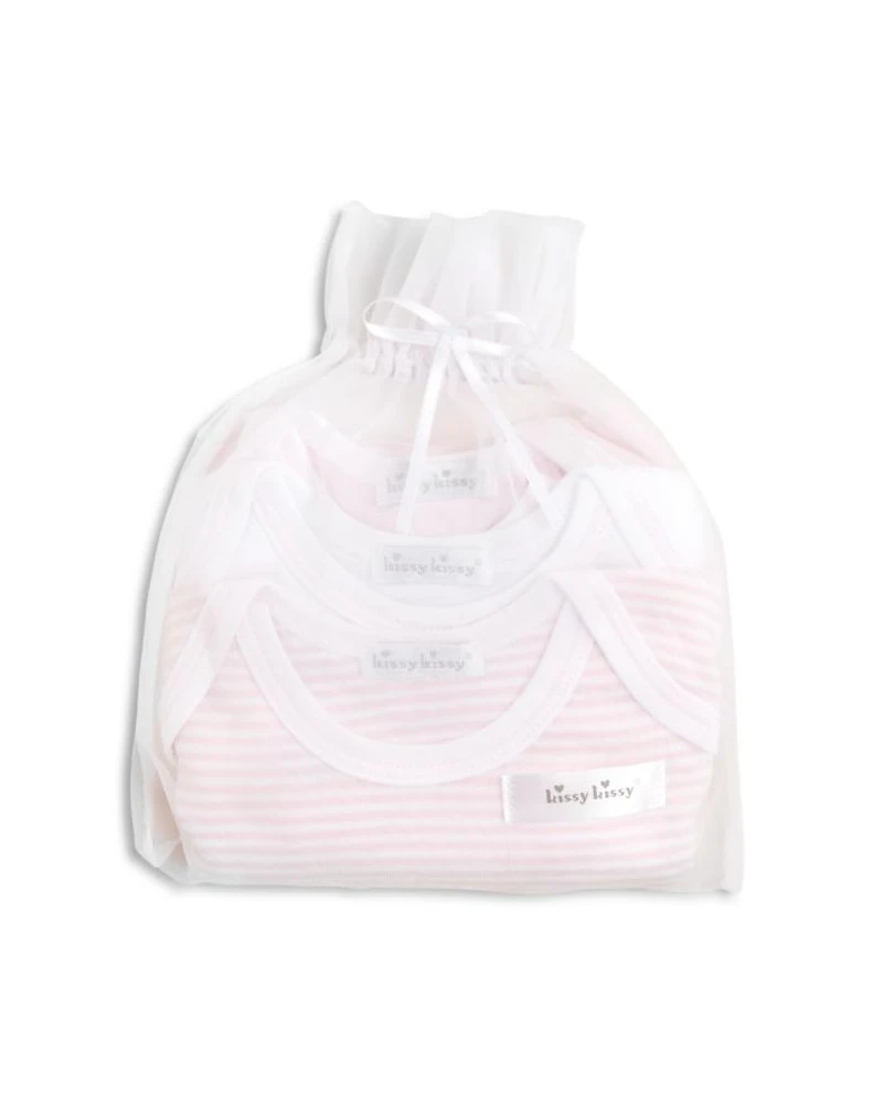 Girls' Stripe & Solid Bodysuit, 3 Pack - Baby