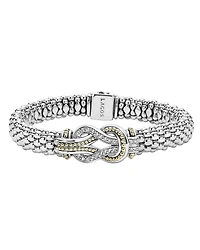 Lagos Sterling Silver and 18K Gold Newport Diamond Caviar Bracelet