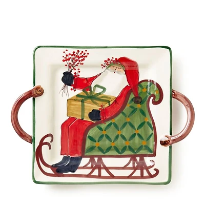 Old St. Nick Square Handled Platter