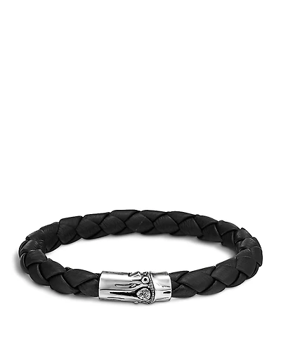 John Hardy Men's Bamboo Silver Black Woven Leather Bracelet