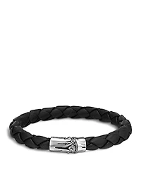 John Hardy Men's Bamboo Silver Black Woven Leather Bracelet