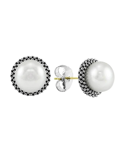 Lagos Sterling Silver Luna Cultured Pearl Stud Earrings