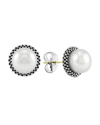Lagos Sterling Silver Luna Cultured Pearl Stud Earrings