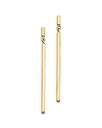 14K Yellow Gold Square Stick Drop Earrings