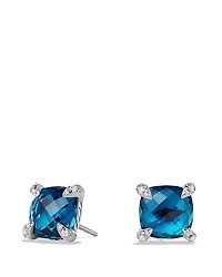 Sterling Silver Châtelaine Stud Earrings with Gemstones & Diamonds