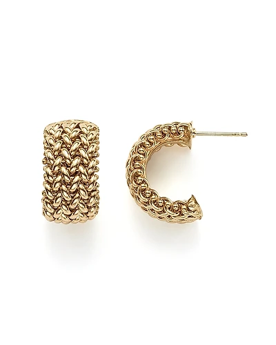 14K Yellow Gold Woven Hoop Earrings