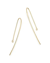14K Yellow Gold and Bezel Set Diamond Wire Earrings