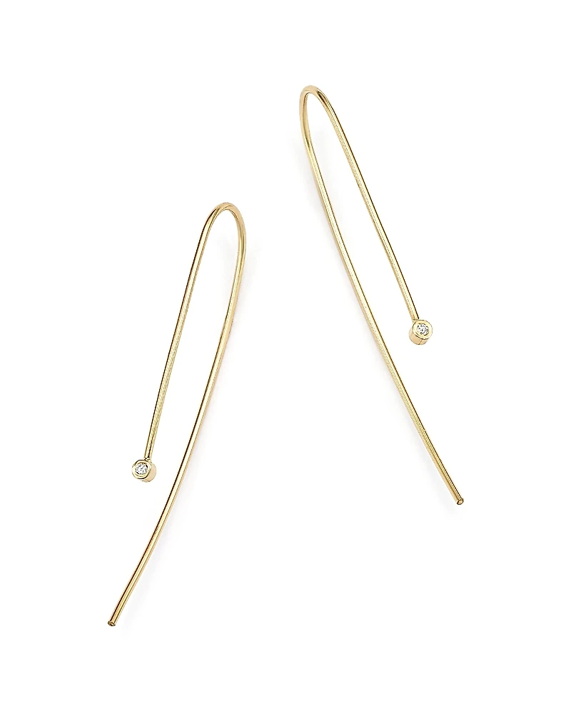 Zoe Chicco 14K Yellow Gold and Bezel Set Diamond Wire Earrings