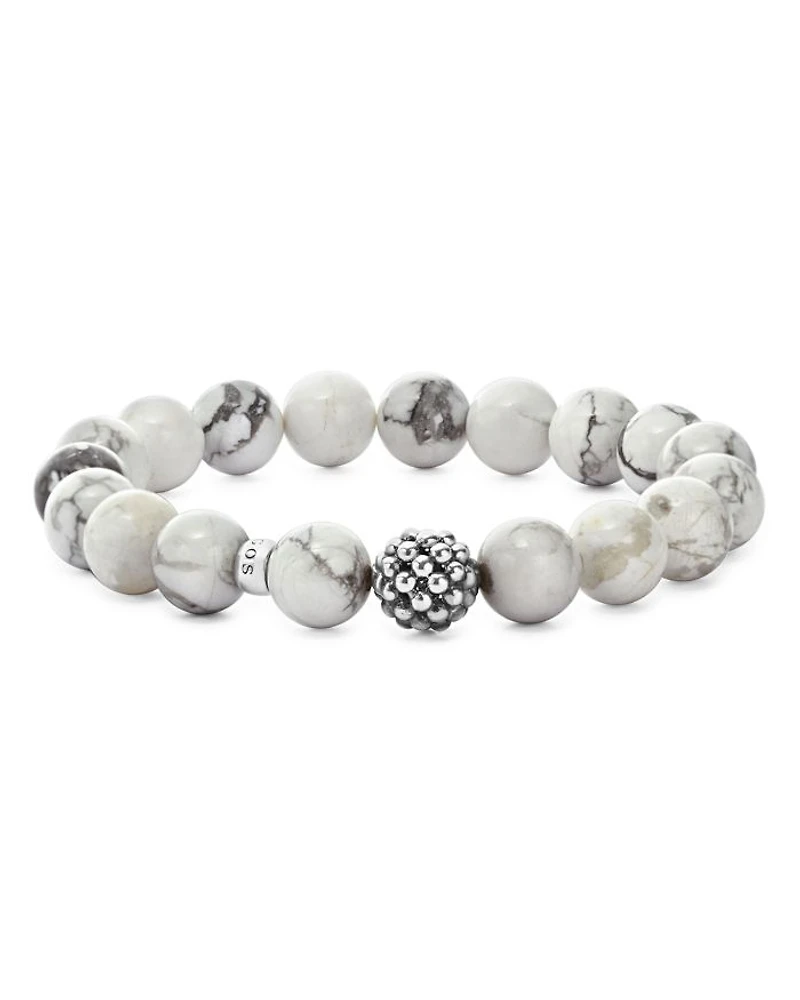 Sterling Silver Maya Ball Beaded Howlite Bracelet, 10mm