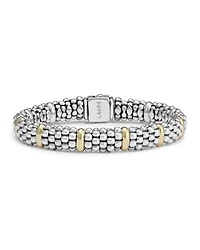 Sterling Silver & 18K Yellow Gold Caviar Beaded Oval Bracelet