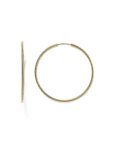 14K Yellow Gold Twisted Endless Hoop Earrings