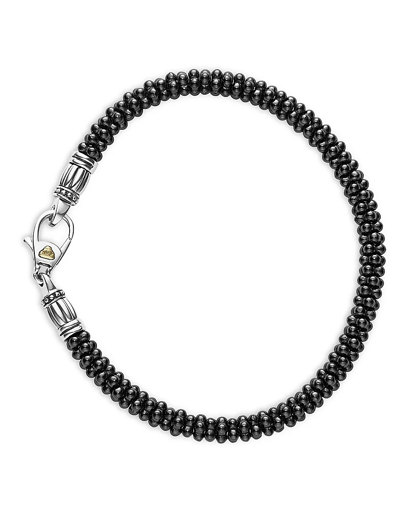Lagos Black Caviar Ceramic Sterling Silver and 18K Gold Bracelet