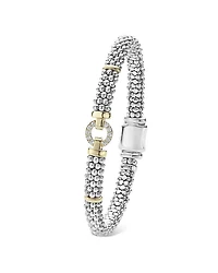 18K Gold and Sterling Silver Caviar and Diamonds Rope Bracelet, 6mm