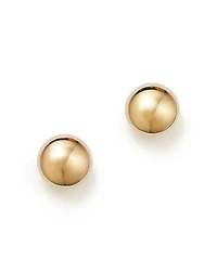 14K Yellow Gold Flat Ball Stud Earrings