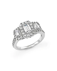Emerald-Cut Diamond Three Stone Engagement Ring
