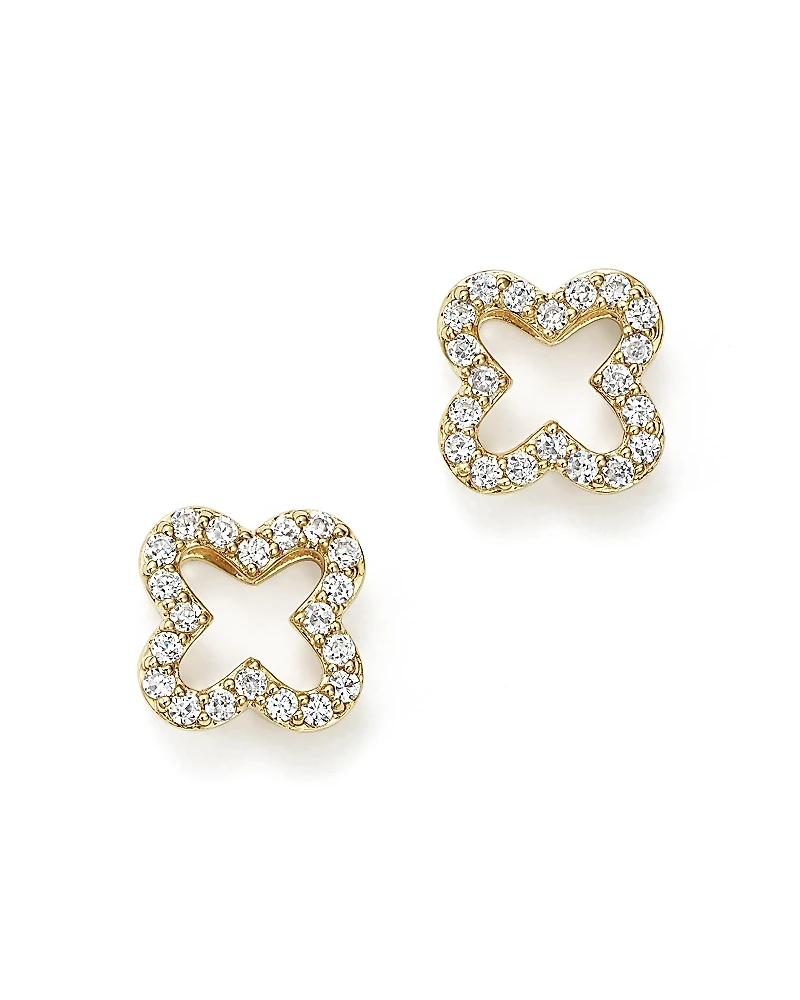 Diamond Clover Stud Earrings