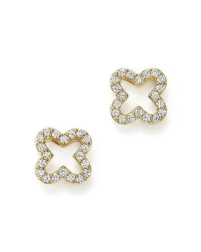 Diamond Clover Stud Earrings