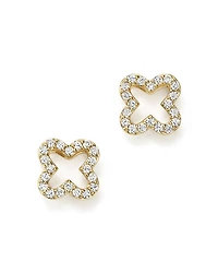 Diamond Clover Stud Earrings
