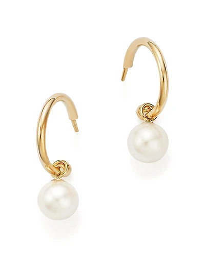 Cultured Freshwater Pearl Huggie Hoop Earrings